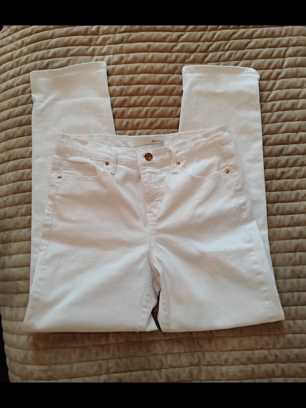 Ella Moss White Skinny Jeans with Gold Hardware